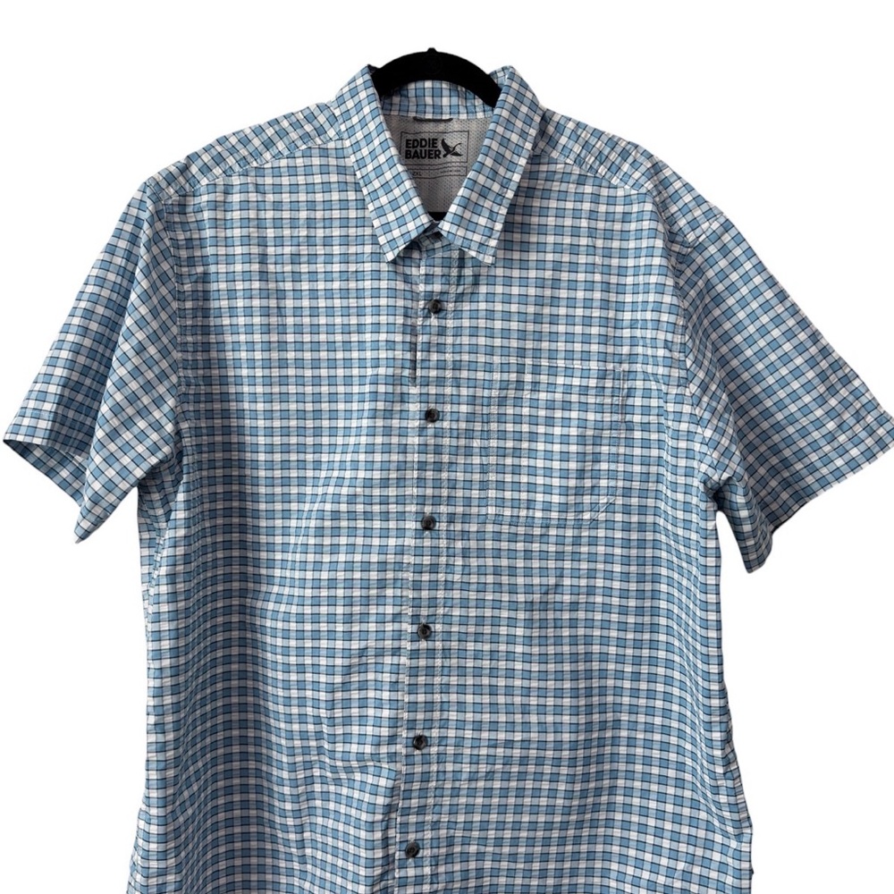 Eddie Bauer Men's 2XL Plaid Untucked Short Sleeve Button-Up Shirt